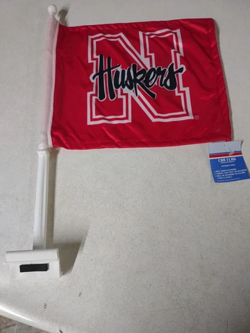 Officially Licensed NCAA Nebraska Cornhuskers Team Logo Red Car Window Flag Cover