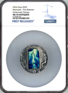 2024 Underwater Fantasy Mermaids Palau 3 oz Silver Coin NGC 70 FR - Picture 1 of 5