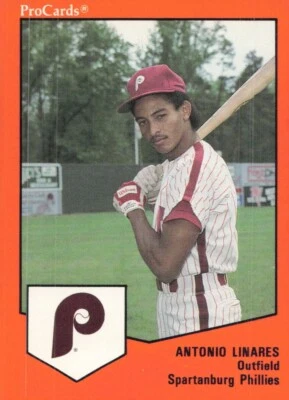 1989 ProCards Spartanburg Phillies ANTONIO LINARES RC PHILLIES DOMINICAN REPUBLI - Image 1 of 2