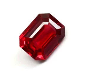 Certified Emerald Cut 8-10 CT Dark Blood Red Ruby Excellent Loose Gemstone - Picture 1 of 8