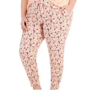 Alfani Womens Printed Jogger Knit Pajama Pants Peach Sorbet Pockets - Picture 1 of 8