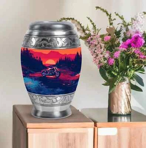Motorcycle Burial Urns For Human Ashes, Mens Urns For Human Ashes, 10 Inch - Picture 1 of 4