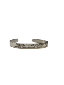 Men Or Womans Stainless Steel 8mm Scriptures Cuff Bangle Bracelet Proverbs 3:5 - Picture 1 of 2