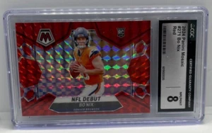 2024 Panini Mosaic Bo Nix NFL Debut Red Mosaic Prizm RC #271 Broncos CGC 8 - Picture 1 of 2