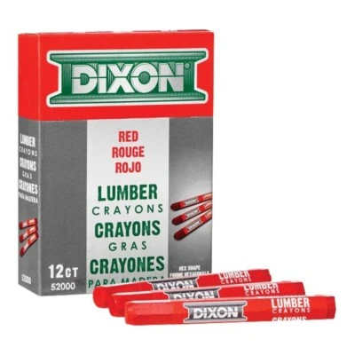 DIXON LUMBER CRAYONS 12 PACK RED #52000 HEX SHAPE FAST SHIPPING!!! 4482758