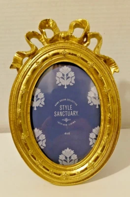 Marco de fotos estilo antiguo ornamentado ovalado bronce dorado de 4x6" sobremesa Foto 1 de 4