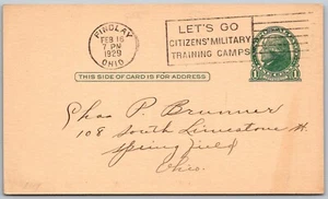 Tarjeta postal de campos de entrenamiento militar de ciudadanos 1929 Findlay Ohio - Imagen 1 de 2