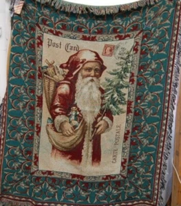 Woodworkers Weavers Paula Scaletta Postcards to Santa Tapestry Throw - Picture 1 of 5