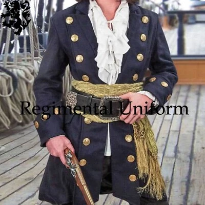 Abrigo Pirata Abrigo Bucanero Pirata Bandolera Capitán Morgan Azul Lana Abrigo Foto 1 de 4