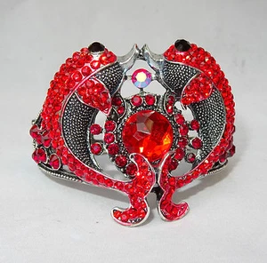 Trendy Red Silver Friendship Love Rhinestone Party Wedding Bangle Jewellery - Picture 1 of 4