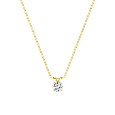 Collar colgante redondo de diamantes cultivados creado en laboratorio de 2/3 quilates de oro amarillo de 14 quilates D/VVS 18" Foto 1 de 3