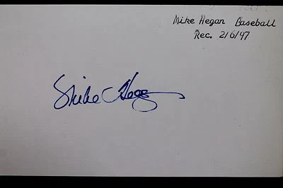Tarjeta índice firmada autografiada por Mike Hegan (d.2013) Yankees Pilots Brewers 3x5 16L Foto 1 de 3