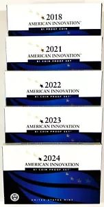 American Innovation $1 Lot 5 Proof Sets 2018, 2021,2022, 2023,2024 Mmk-S COA Box - Picture 1 of 7