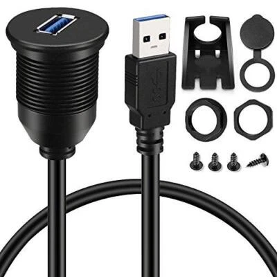 BATIGE Single Port USB 3.0 Male to Female AUX Car Mount Flush Cable Waterproof - Image 1 of 4