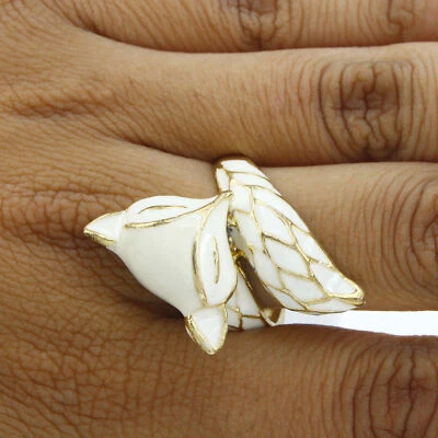 Anillo enchapado en oro amarillo de 14K ardillas blancas para hombre talla -7 $45 Foto 1 de 4