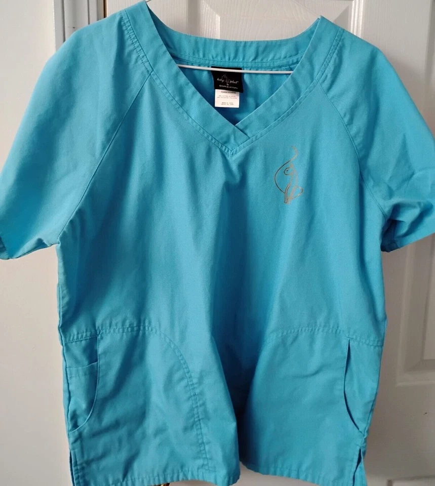 Blusa Médica Baby Phat 3 Bolsillos Azul Teal Talla L Foto 1 de 1