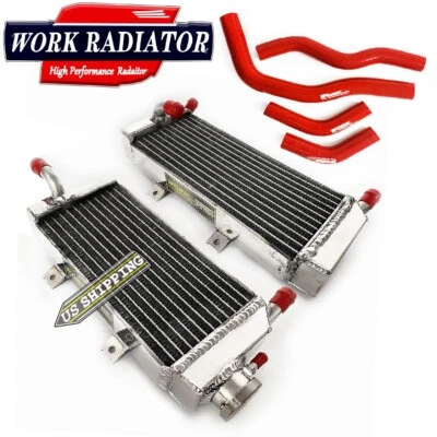 Aluminum Radiator &Red Hose for Honda CRF450X 2005-2016 2006 2007 2008 2009 2010 - Image 1 of 4