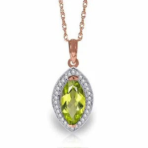 2.15 Carat 14K Rose Gold Hayworth Peridot Diamond Gemstone Necklace 14"-24" - Picture 1 of 5