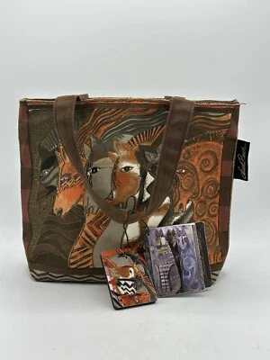Laurel Burch Horses Moroccan Mares Arabian Mustang Small Zip Top Tote Bag Purse - Image 1 of 4