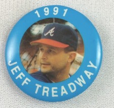 MLB 1991 MLBPA Photo Button Pin - Atlanta Braves - Jeff Treadway