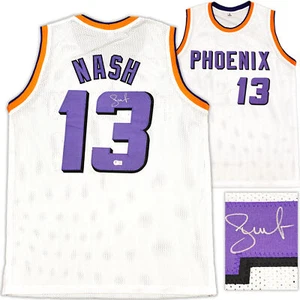 PHOENIX SUNS STEVE NASH AUTOGRAPHED WHITE JERSEY BECKETT BAS WITNESS 233676 - Picture 1 of 7