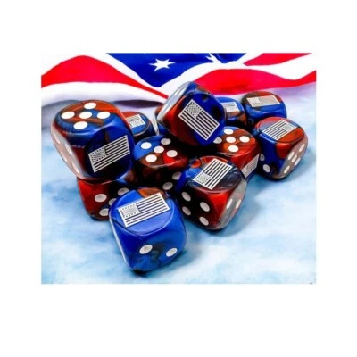 Chessex UNITED STATES WAR DICE (12) 16mm Gemini® Blue-Red/White CHX29065 - Image 1 of 2