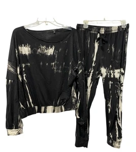 Hosen Set FATE Top & Jogginghose Marble Tie Dye schwarz weiß Gr. M Grunge Goth Emo - Bild 1 von 18