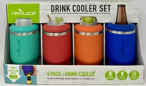 Reduce Drink Cooler Set 14 OZ Vacuum Insulated w/ Built-in Bottle Opener 4PK NEW - Picture 1 of 3