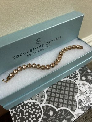 Pulsera Touchstone Crystal By Swarovski Ice Brazalete Oro Rosa Seda Foto 1 de 2