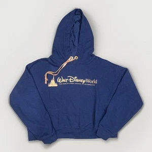 Felpa donna Walt Disney World 50° anniversario cropped con cappuccio blu navy PICCOLA - Foto 1 di 8
