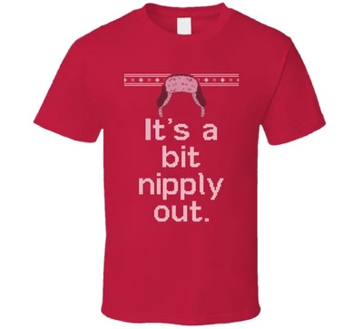 A Bit Nipply Out National Lampoons Christmas Vacation Quote Hat Knit T Shirt - Image 1 of 3
