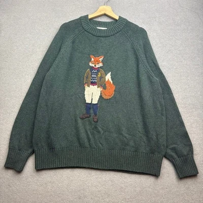 JOULES Jumper Women UK 20 Green Thick Chunky Knit Fox Jonty Miranda Intarsia - Image 1 of 4