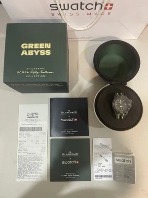 Blancpain x Swatch Bioceramic Scuba Fifty Fathoms Green Abyss NEW WITH RECEIPT - Image 1 of 4