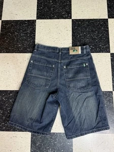 Y2K Southpole Green Tab Baggy Wide Leg Jorts Mens Size 36 Blue Denim - Picture 1 of 10