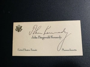 John F Kennedy JFK Authentic Senate Visitenkarte (1953-60) - Rare Stamp Signed! - Bild 1 von 2