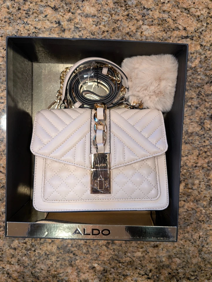Bolso para mujer ALDO Jerilini con asa superior crema o hueso acolchado pompa "NUEVO" Foto 1 de 4
