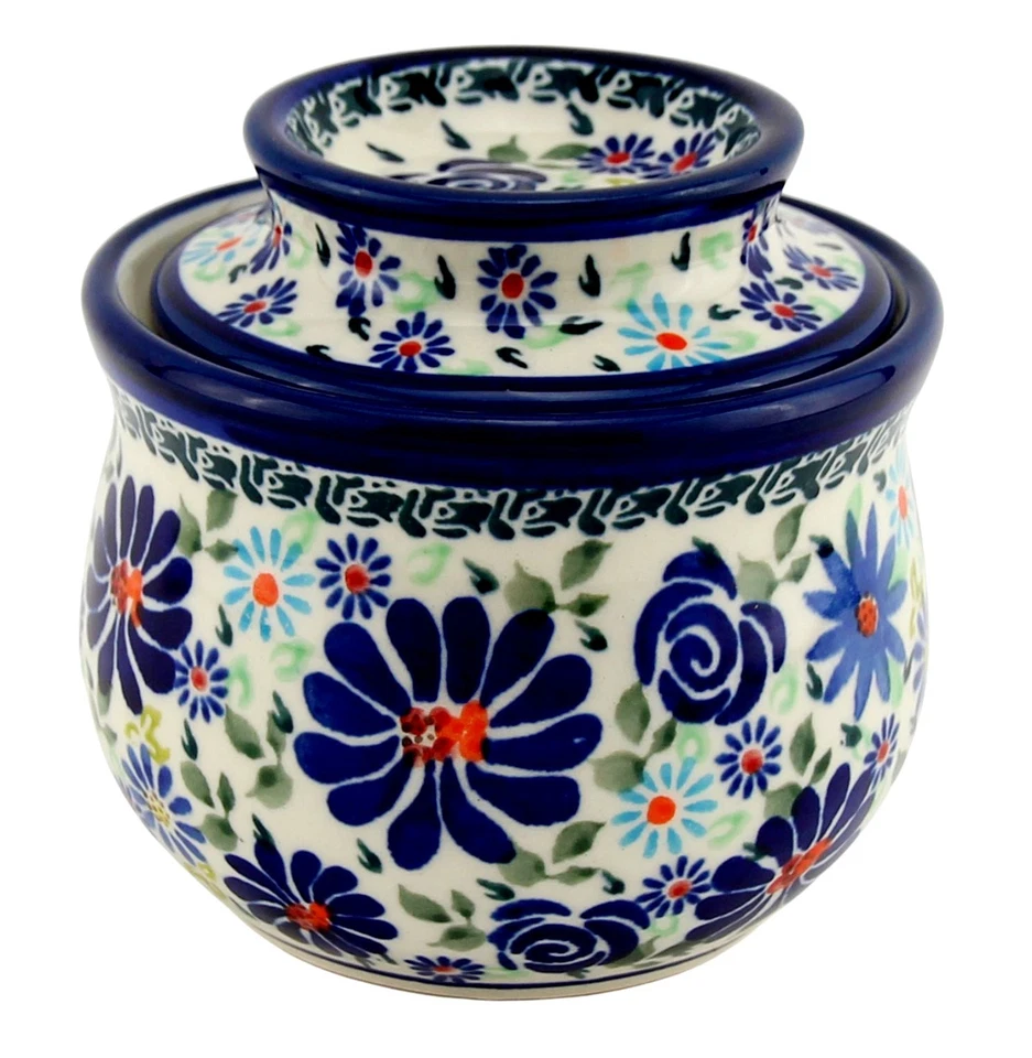 Plato de mantequilla francés de cerámica polaca de Zaklady Boleslawiec Polonia - Vasija de mantequilla  Foto 1 de 4