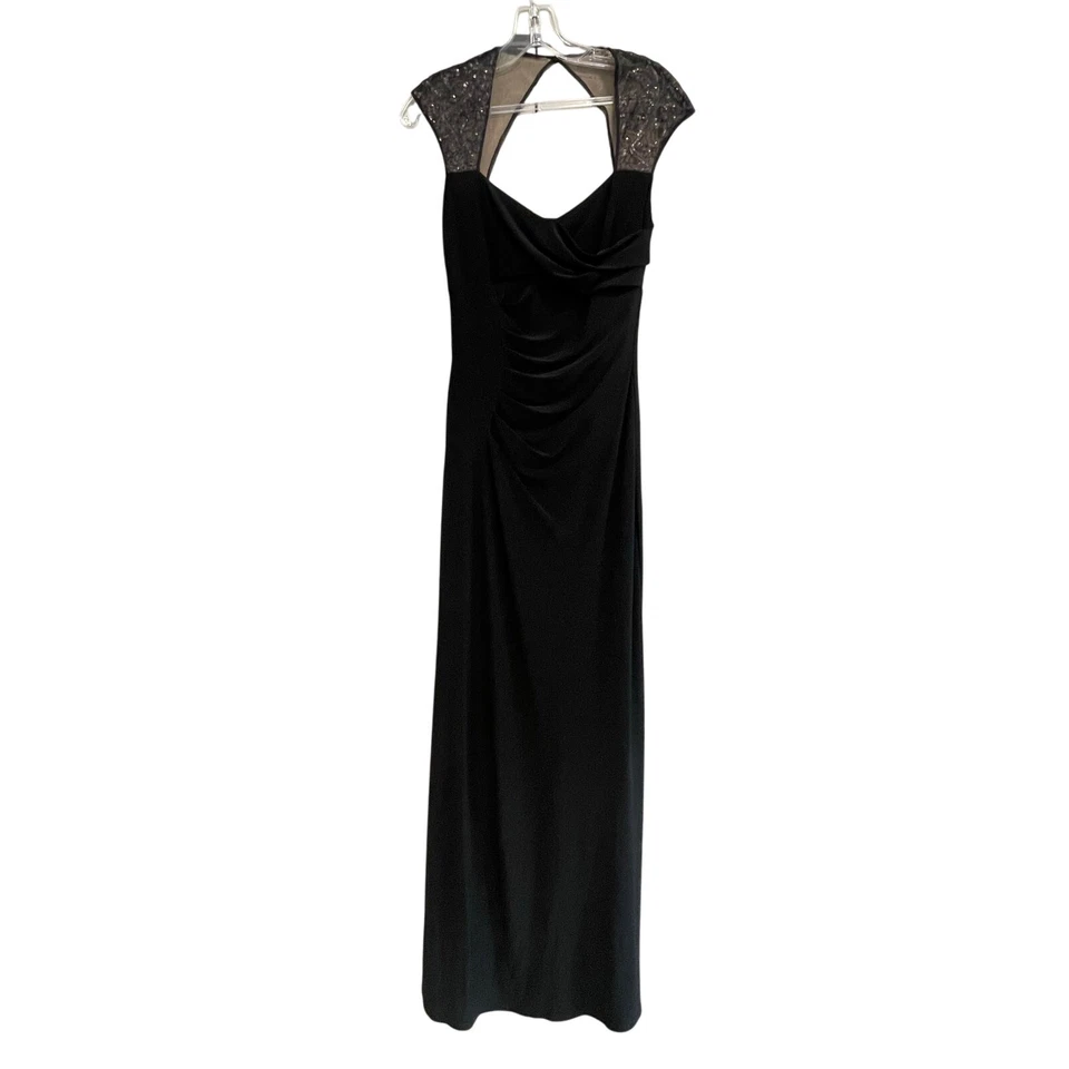 Lauren Ralph Lauren Sequins Maxi Gown Evening Party Dress Women's Size 4 Black - Image 1 of 4