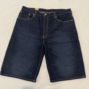 Levis 569 Shorts Mens 38 Blue Denim Loose Fit Baggy Dark Wash Jean Shorts - Picture 1 of 15