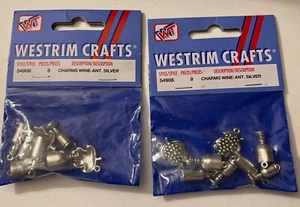 Vintage Westrim Crafts Charms Wine Grapes Glasses 2 Pkgs 54908 - Picture 1 of 4