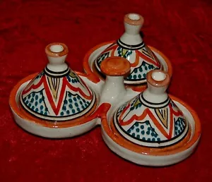 Arte popular vintage decorativo miniatura TAGINES pintado a mano en Safi Marruecos años 50 - Imagen 1 de 6