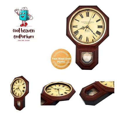 Traditional Schoolhouse Vintage Roman Pendulum Wall Clock Chimes Hourly with ... - Image 1 of 4