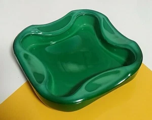 Posacenere Art Decò Boemia Malachite Giada Vetro Decorazione Floreale Anni 50 A - Foto 1 di 24