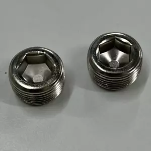 3/4" NPT Chrome Pipe Plugs Allen Head for Hot Rod, Rat Rod, Street Rod, SBC, BBC - Foto 1 di 2