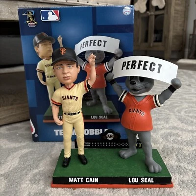 Matt Cain & Lou Seal Juego Perfecto Bobble San Francisco Giants Bobblehead #’d 300 Foto 1 de 3
