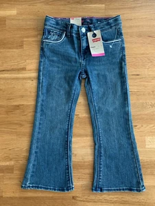 Levi's Flare Girls Jeans Stretch Denim Sequins-Stars Adjustable Waistband Size 4 - Picture 1 of 4