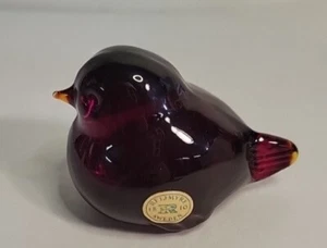 Reijmyre Swedish Art Glass Ruby Red Bird - Picture 1 of 8