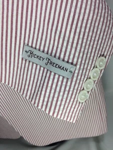 Hickey Freeman 42R Lindsey rot weiß Nadelstreifen Baumwolle Blazer Anzug Jacke - Bild 1 von 12