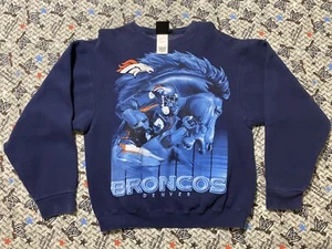 Pro Player Denver Broncos 3D Crewneck Sweatshirt Men's NFL Medium VTG 90s - Picture 1 of 4