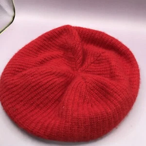 Red Wool, Angora /rabbit, Winter Beret Hat Beanie Tam - Picture 1 of 4